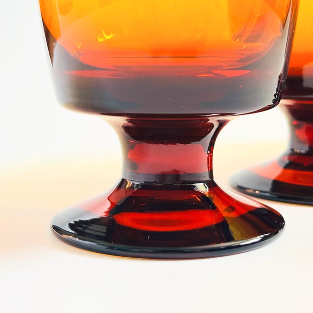 Glass Vintage Amber Wine Goblets - Set of 4 For Sale - Image 7 of 9