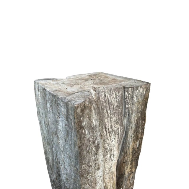 Solid Teak Wood Pedestal, Wonderful Age Related Patina, Modern Organic For Sale - Image 11 of 11