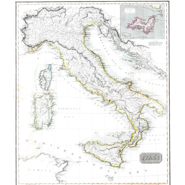 This is a magnificent museum quality antique hand-coloured map of Italy, dating from 1814. This historic and very rare map...