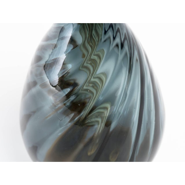 Blenko Blenko Smoky Blue Glass Bottle Lamp For Sale - Image 4 of 9