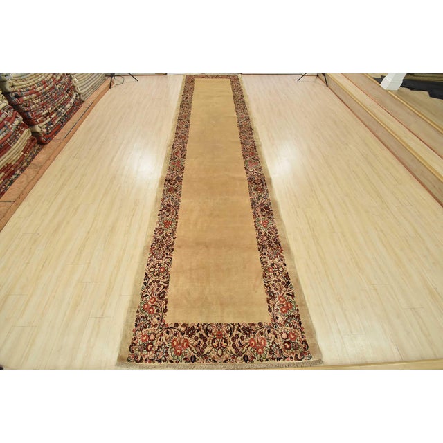 Farmhouse Sarouk Runner 4’5” X 18’6” Beige Wool Vintage Traditional Hand-Knotted Rug For Sale - Image 3 of 14