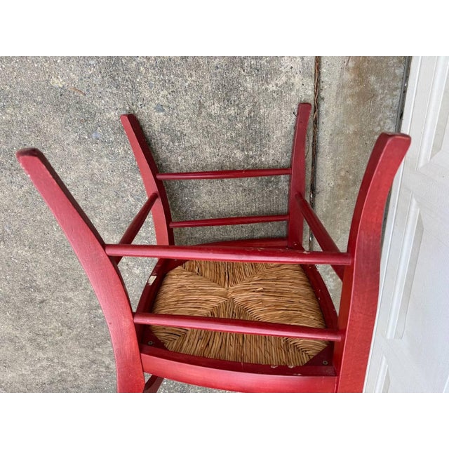Pottery Barn Red Napoleon Style Rush Seat Dining Chairs. Set of 6 For Sale - Image 10 of 16