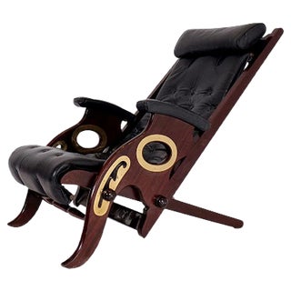 Vintage American Mahogany and Leather Armchair For Sale