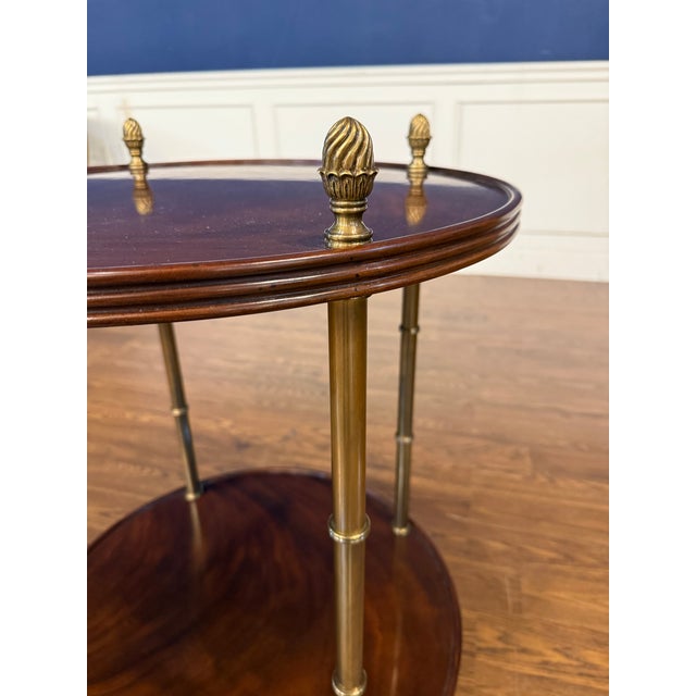 Pair of Round Mahogany Occasional Tables With Brass Accents by Leighton Hall - Showroom Samples For Sale - Image 15 of 18