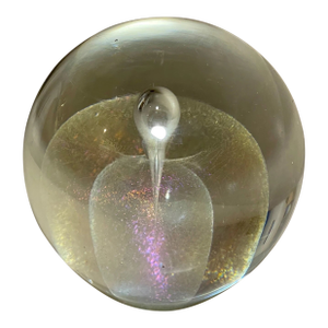1980s Rw Stephen Iridescent Hand Blown Art Studio Glass Paperweight Teardrop Sphere