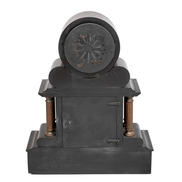Late 19th Century French Marble and Black SMantel Clock For Sale - Image 5 of 5