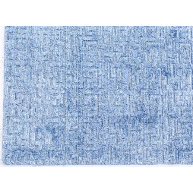 Early 21st Century Contemporary Geometric High-low Knotted silk Fragment Rug by Doris Leslie Blau For Sale - Image 5 of 7