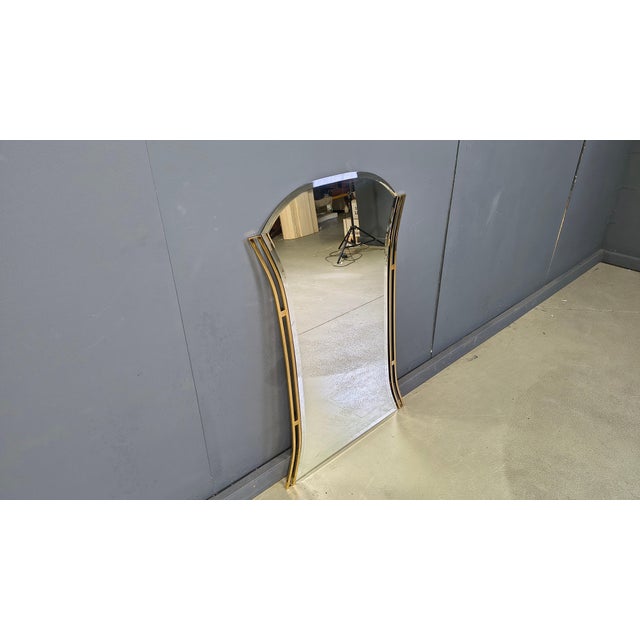 Glass Vintage Brass Mirror, Belgium, 1970s For Sale - Image 7 of 13