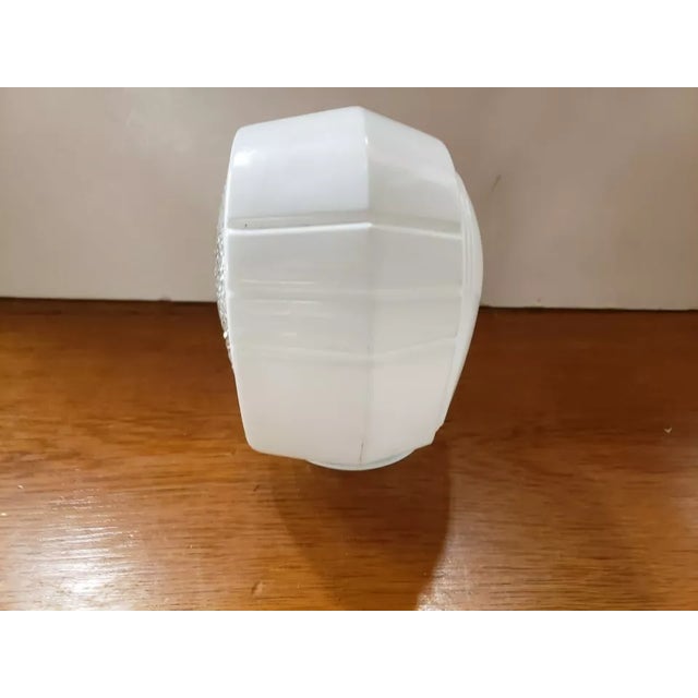 1930s Art Deco White/Clear Glass Side Mount Shade For Sale - Image 4 of 6