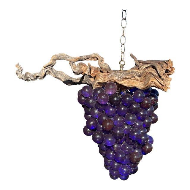 MidCentury Large Lucite Grape & Driftwood Hanging Pendant Light Chairish