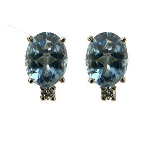 14k White Gold Aquamarine and Diamond Stud Earrings - 2 Pieces For Sale