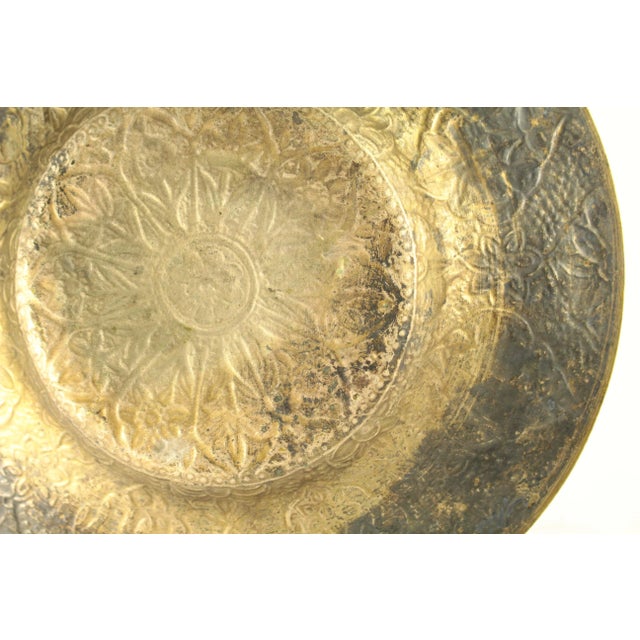 19th Century Indo-Persian Qajar Plate Low Grade Silver Tooled Flowers, Birds & Hares For Sale - Image 11 of 12