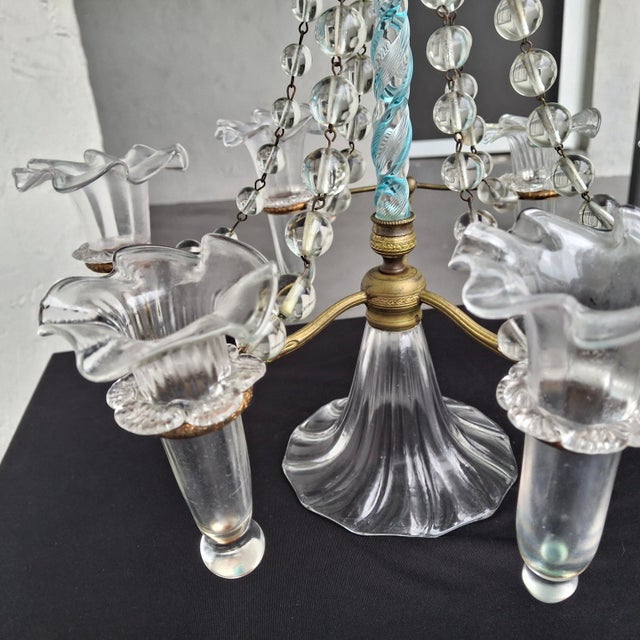 Blue Late 19th Century Rare Large Gilt Bronze Blown Glass Blue Swirl Epergne by Stevens & Williams For Sale - Image 8 of 17