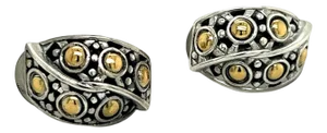 1990s Pair of John Hardy Estate Jaisalmer Belly Earrings with Omega Back 18k G Sterling Silver