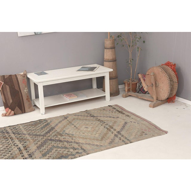 Mid 20th Century Embroidered Vintage Turkish Kilim Rug For Sale In Los Angeles - Image 6 of 7