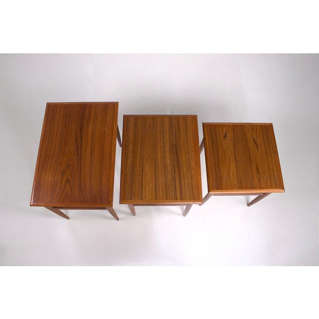 Scandinavian Nesting Tables in Teak, 1960s, Set of 3 For Sale - Image 6 of 7