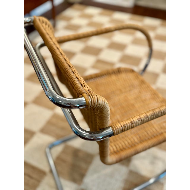 A Chrome and Wicker Mr20 Armchair Attributed to Ludwig Mies Van Der Rohe for Stendig, Circa 1960-70s, Made in Italy For Sale - Image 12 of 12