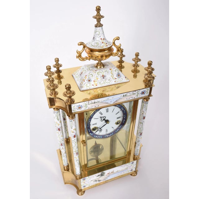 Mid-20th Century Brass Frame Mantel Clock For Sale - Image 9 of 12