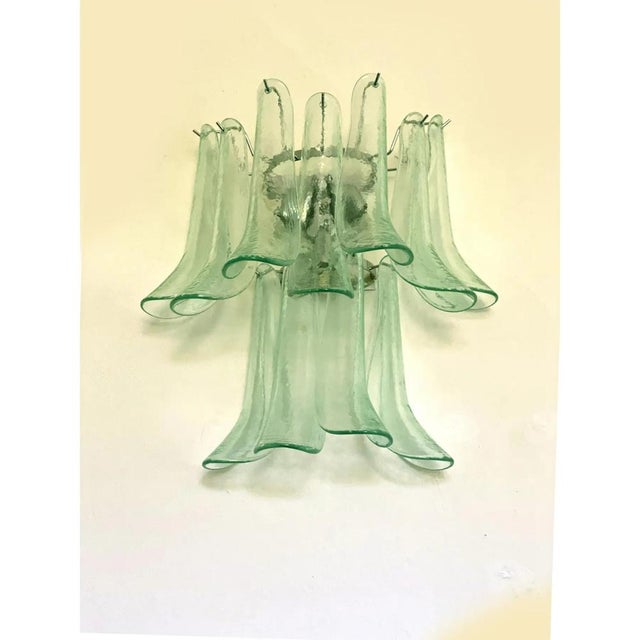 Contemporary Italian Murano Glass Selle Sconces with Green Water Hue by Simoeng, Set of 2 For Sale - Image 3 of 13