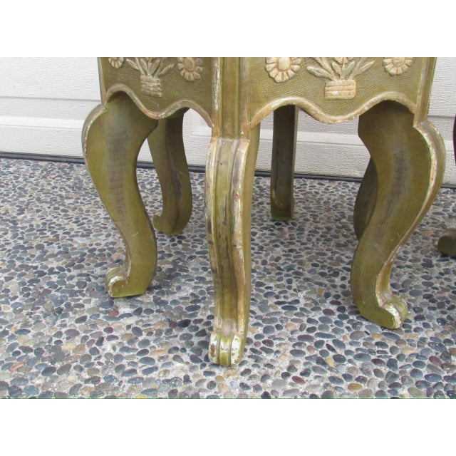 Green Pair of Antique Painted French Footstools For Sale - Image 8 of 18