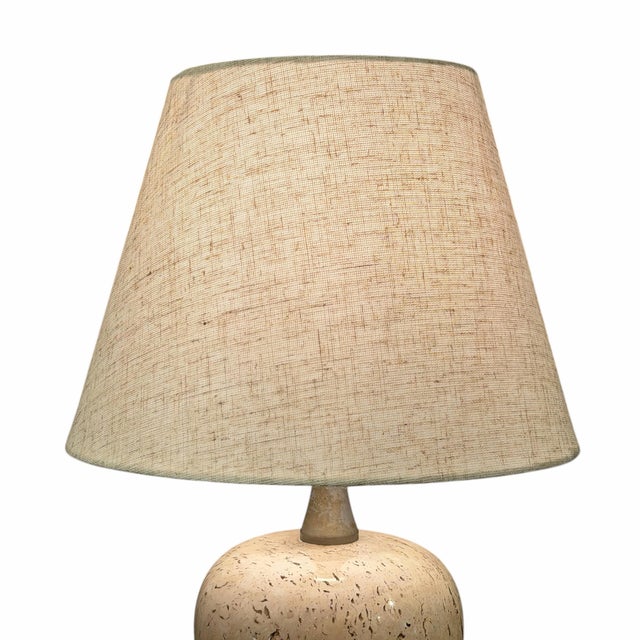 French Art Deco Travertine Table Lamp For Sale In Chicago - Image 6 of 11