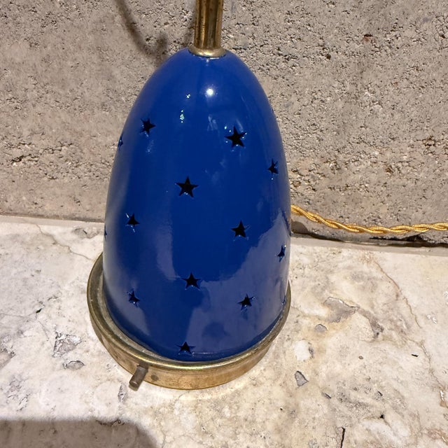 1950s Arredoluce Angelo Lelii Italian Blue Star Table Lamps For Sale - Image 11 of 12