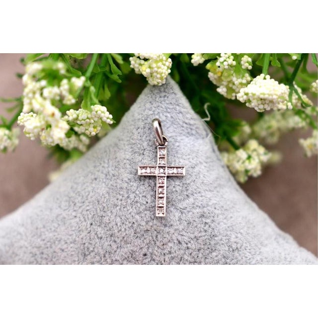 White Gold Cross Pendant with Diamonds For Sale - Image 6 of 6