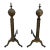 Vintage 1960s Wrought Iron and Brass Andirons- a Pair For Sale