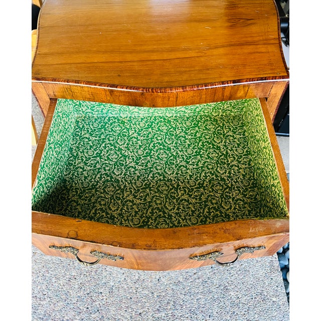 Wood Early 20th Century Louis XV Style Figured Wood Serpentine Two-Drawer Chest For Sale - Image 7 of 8