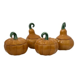 Williams Sonoma Pumpkin Autumn Harvest Soup Tureen Bowls Autumn Collection. Set of 4 For Sale