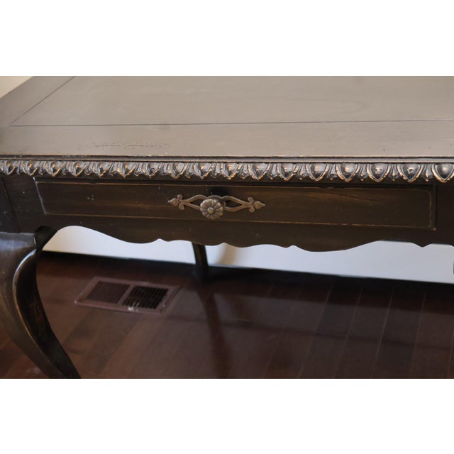 Textile Mid 20th Century Exquisite French Louis XV Style Writing Table With Gadrooned Edge For Sale - Image 7 of 8