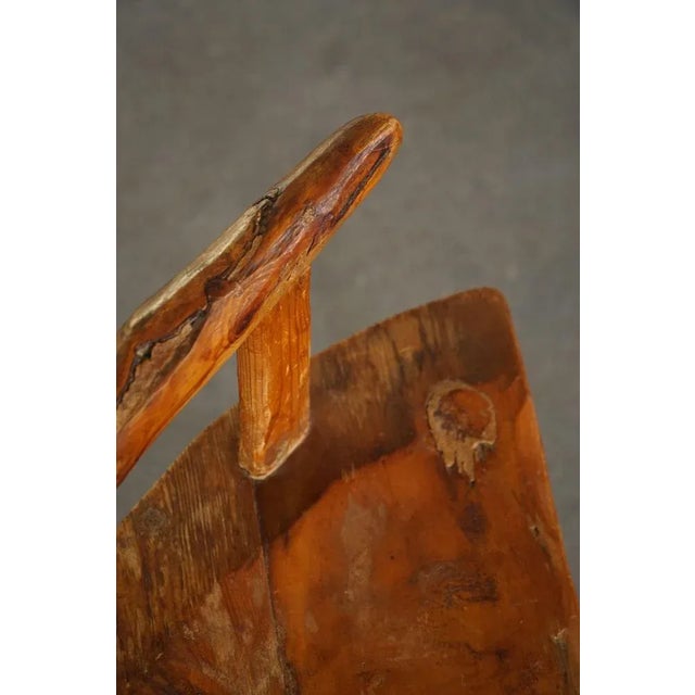 Wood Scandinavian Folk Art 3-Legged Chair in Pine, 1920s For Sale - Image 7 of 13