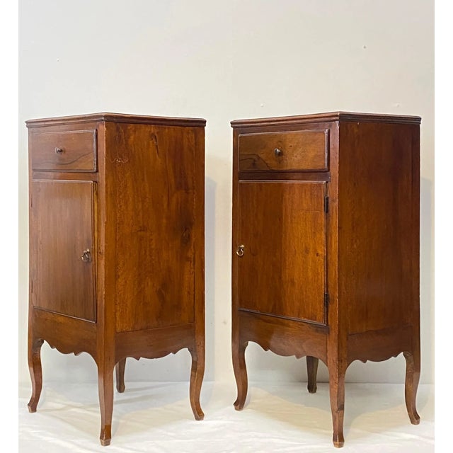 18th Century 18th Century Italian Walnut Bedside Cabinets Tables - A Pair For Sale - Image 5 of 8