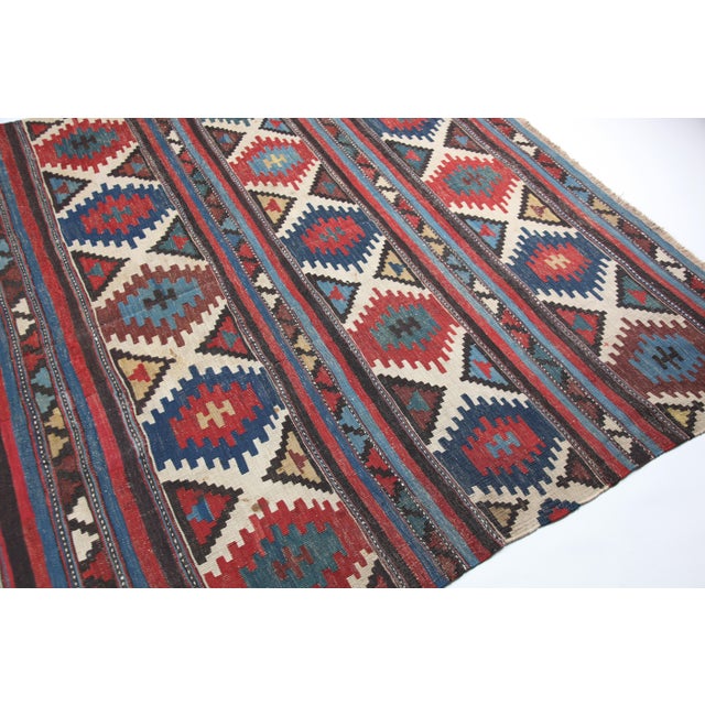Sky Blue Antique Shirvan Kilim – Caucasian Flatweave, Late 19th Century -5' 11'' X 8' 11'' For Sale - Image 8 of 14