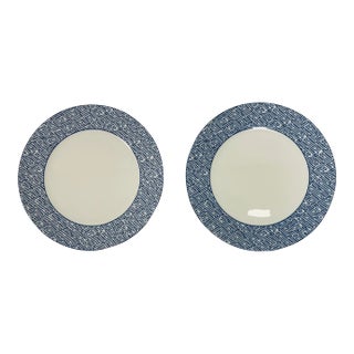 Mottahedeh Blue Labyrinth Service Plates - A Pair For Sale