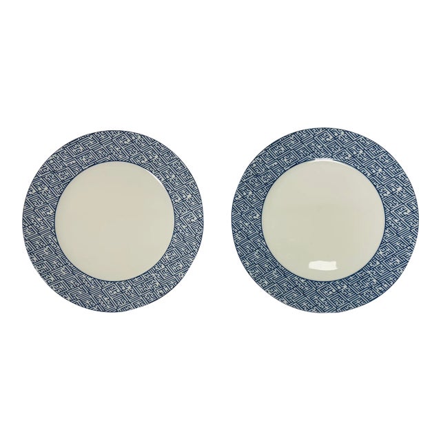 Mottahedeh Blue Labyrinth Service Plates - A Pair For Sale