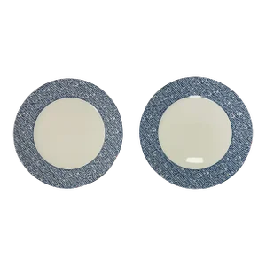 Mottahedeh Blue Labyrinth Service Plates - A Pair