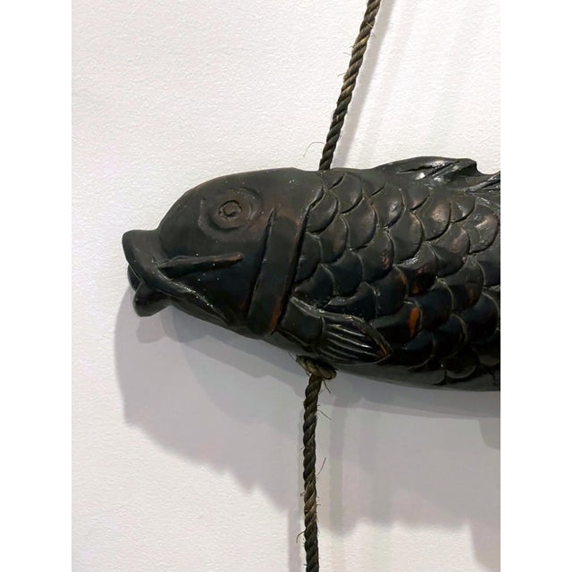 Near Pair of Japanese Jizai Kagi Wood Koi Folk Art Sculptures For Sale - Image 4 of 14