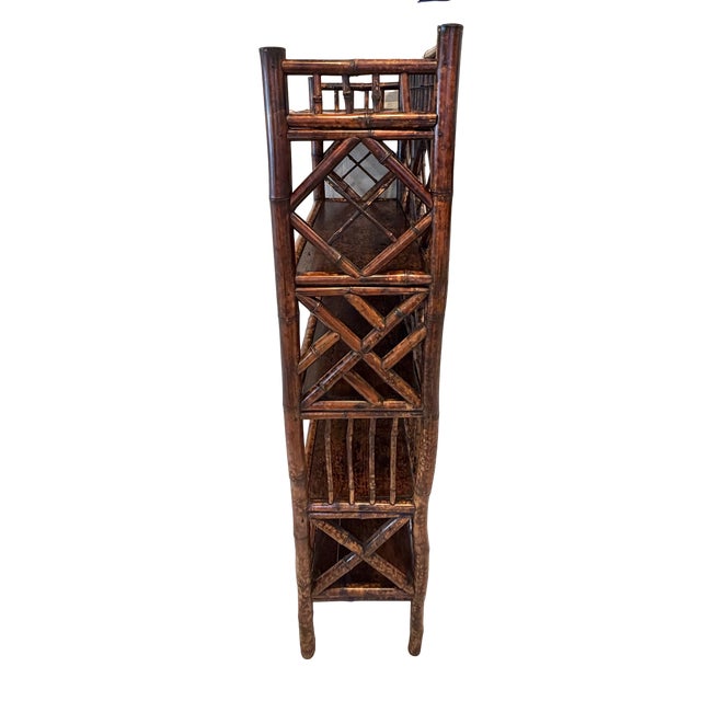 Antique Tortoiseshell Bamboo Etagere Book Shelf For Sale - Image 4 of 6