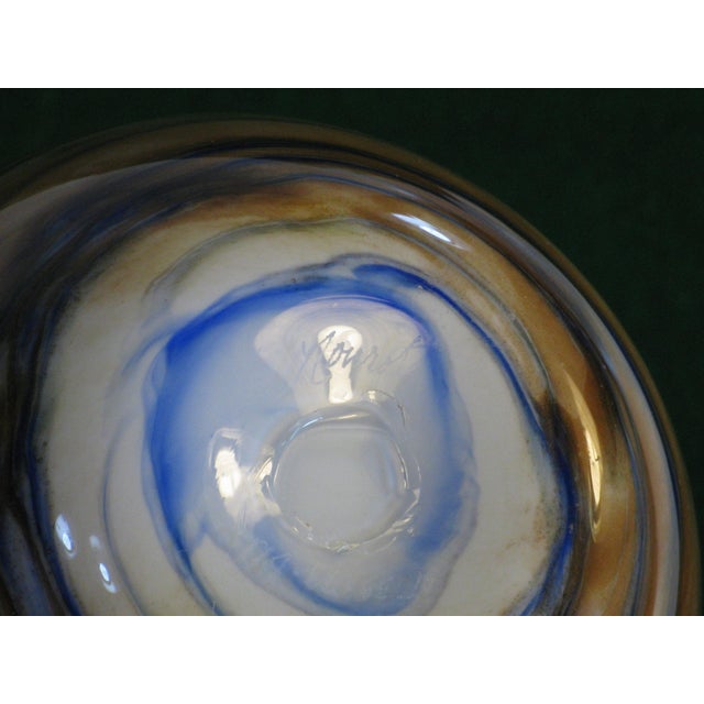 Late 20th Century Art Glass Vase Micheal Nourot Cased Rust and Blue For Sale - Image 6 of 13