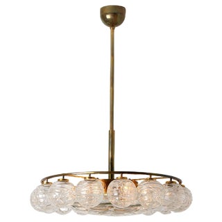 Globe Lights Wave Glass Chandelier attributed to Doria Leuchten, 1965 For Sale