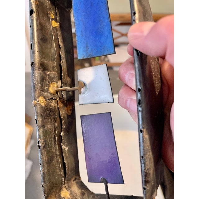 Italian Mid Century Mod Large Brutalist Welded Copper Enamel Sculpture Wood Base, c.1950's For Sale - Image 4 of 14