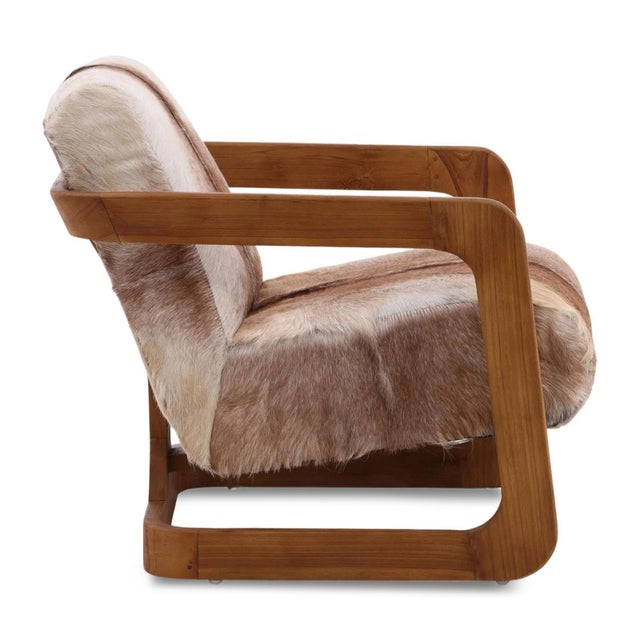 Teak & Hide Arm Chair For Sale - Image 4 of 7