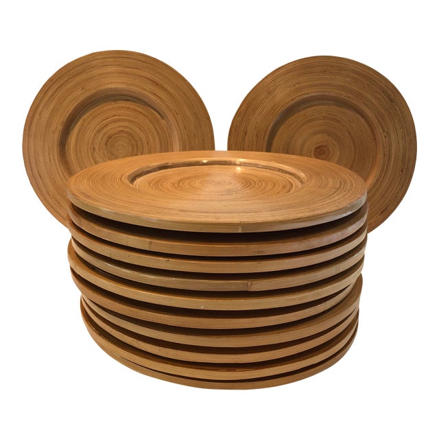 Vintage 1970s Wooden Chargers - Set of 12