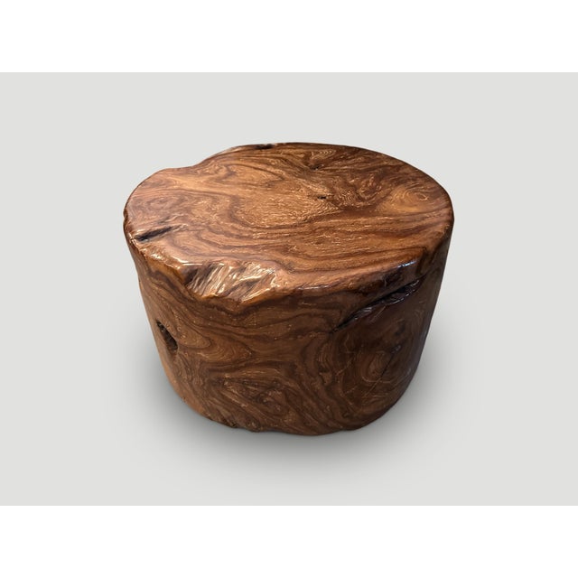 2010s Andrianna Shamaris Impressive Round Teak Wood Coffee Table or Side Table For Sale - Image 5 of 5