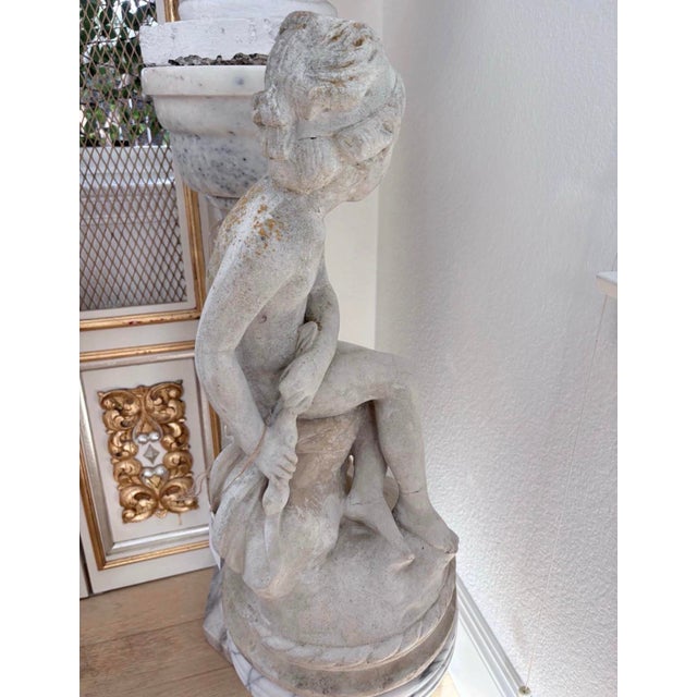 Late 20th Century Vintage Classical Seated Maiden Cement Garden Statue – 24” For Sale - Image 5 of 8