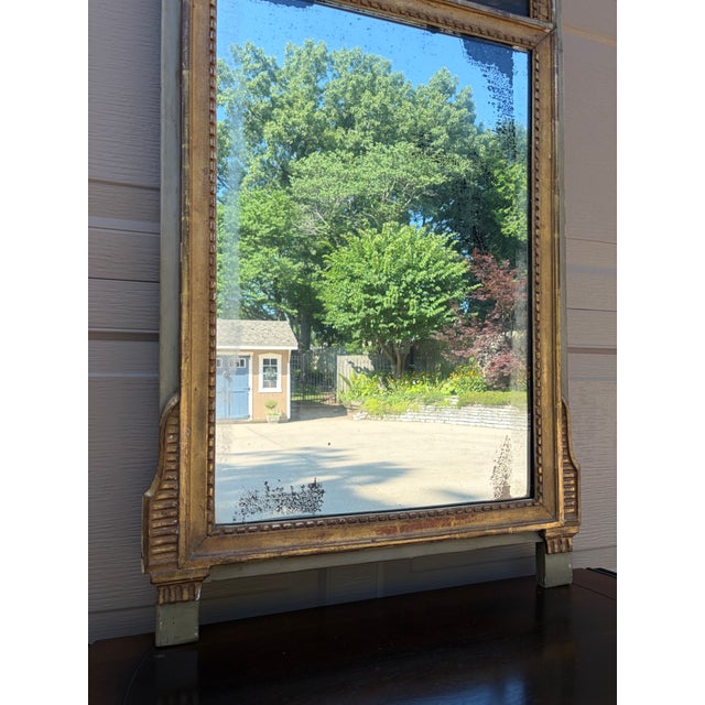 Late 19th Century French Louis XVI Giltwood Trumeau Mirror With Figural Oil Painting For Sale - Image 9 of 13