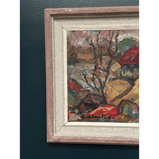 Original Vintage Swedish Oil on Canvas – “Cottage with a Red Roof” by Nils Grahmstad – Signed – Vintage & Framed – 45 ×...