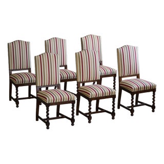 20th Century Baroque Swedish Dining Chairs in Oak, 1930s, Set of 6 For Sale