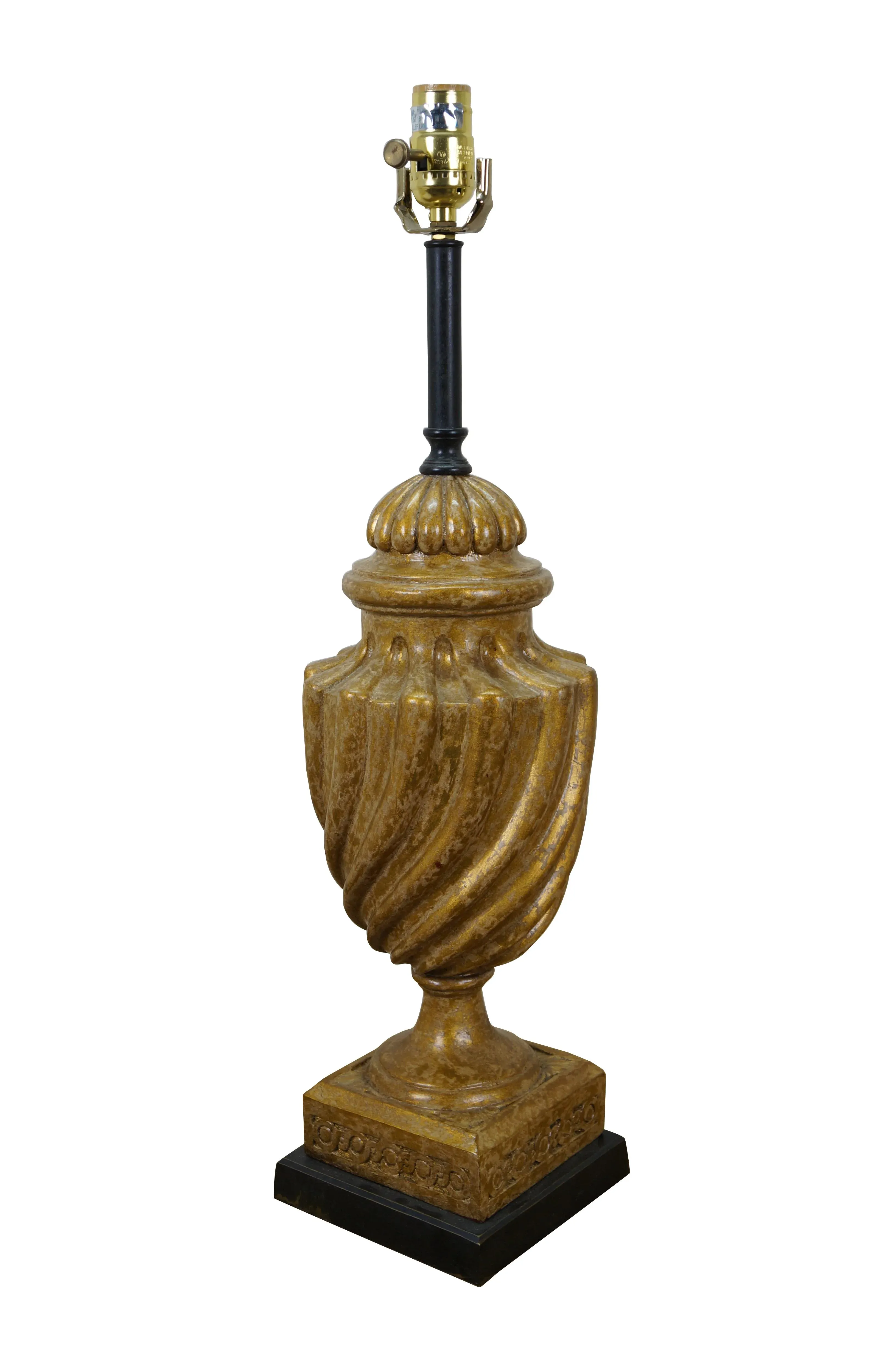 Vintage French Neoclassical Gold Swirled Mantel Urn Table Lamp